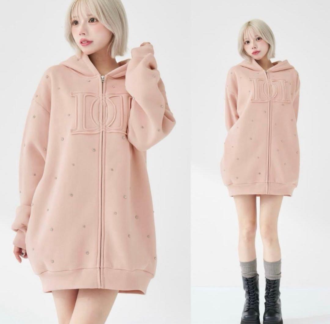 ダーリッチ DDロゴビジュージップパーカー ピンク - メルカリ