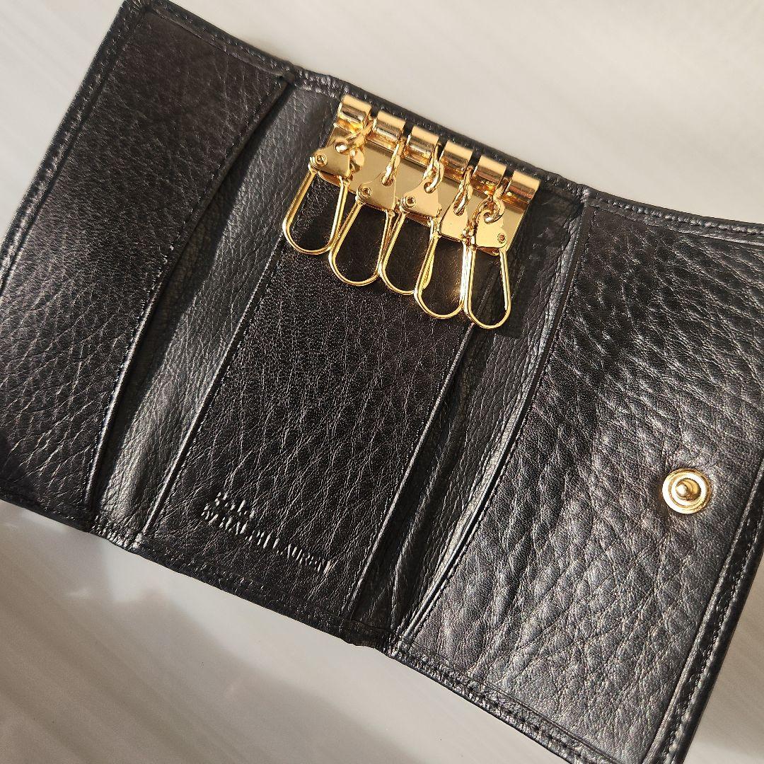 未使用⭐POLO RALPH LAUREN レザーキーケース 5連フック 黒 - メルカリ