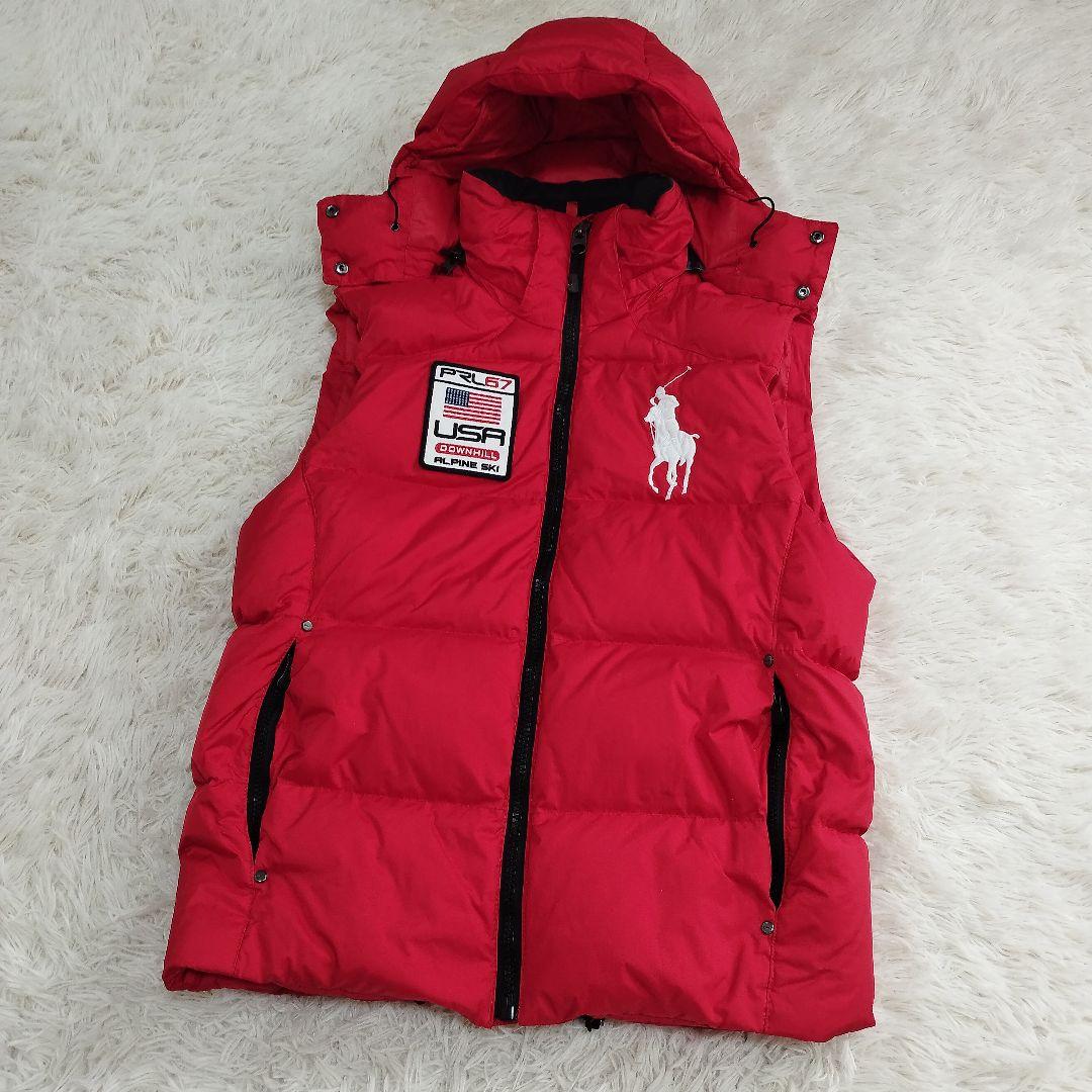 19197✨️ポロラルフローレン USA ビッグポニー ダウンベスト S レッド