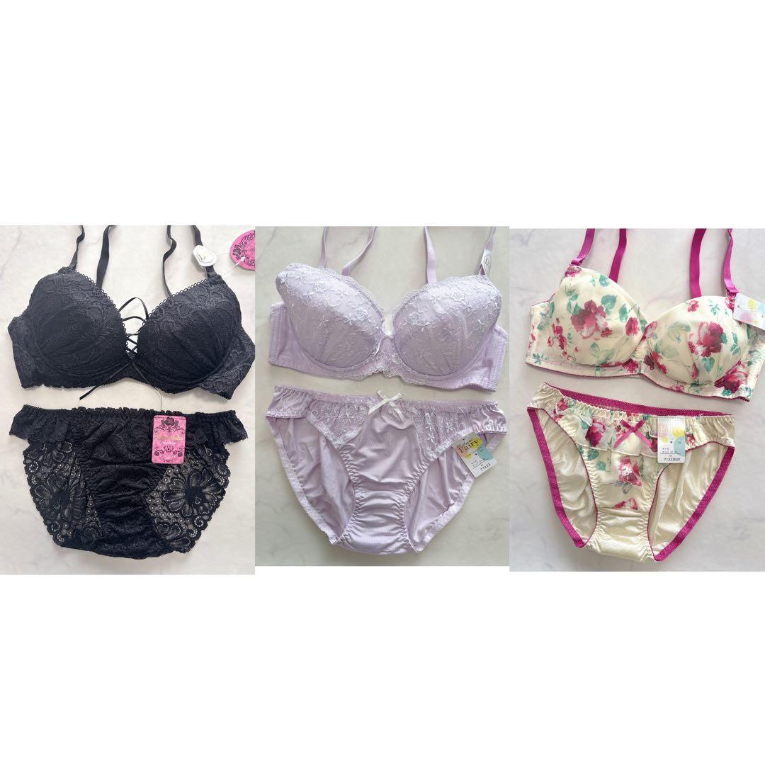 D70ブラショーツセット 下着まとめ売り 激安 下着セット 刺繍 花