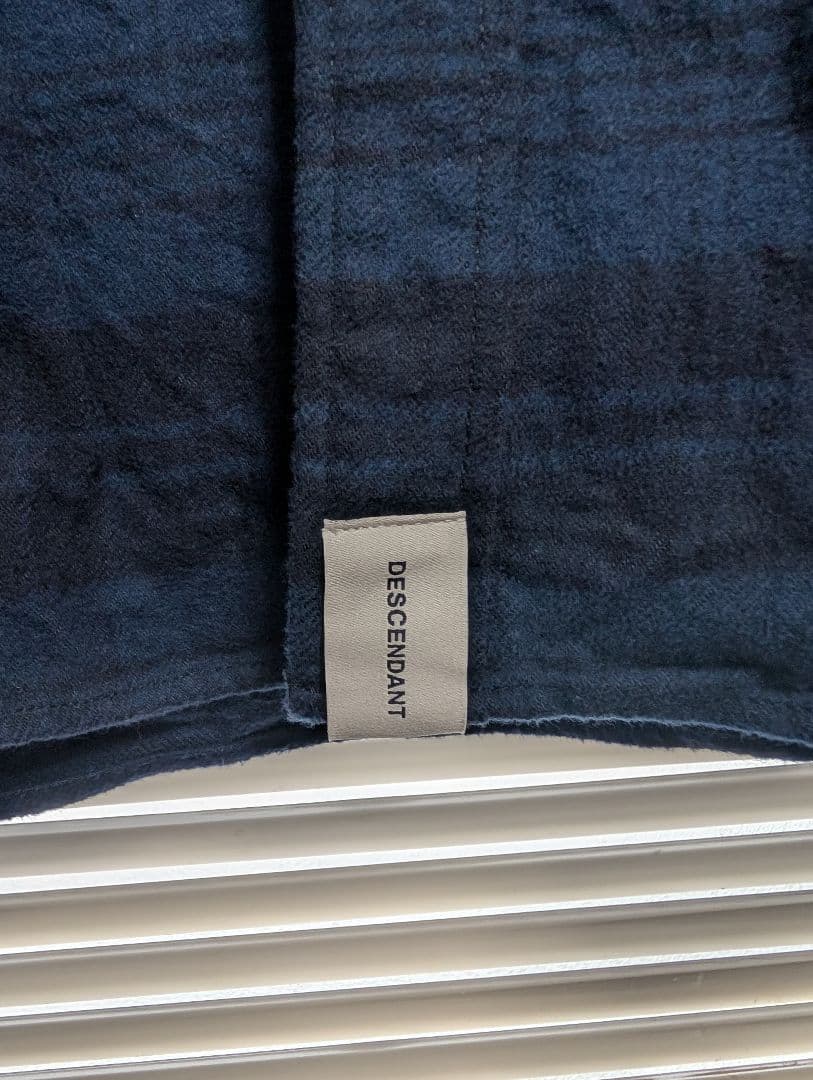 DESCENDANT ダークブルー チェック柄ネルシャツ