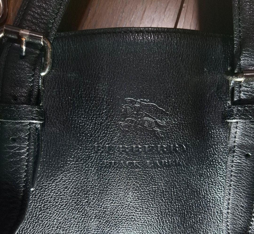 BURBERRY】バーバリーブラックレーベル 高品質レザー トートバッグ 黒
