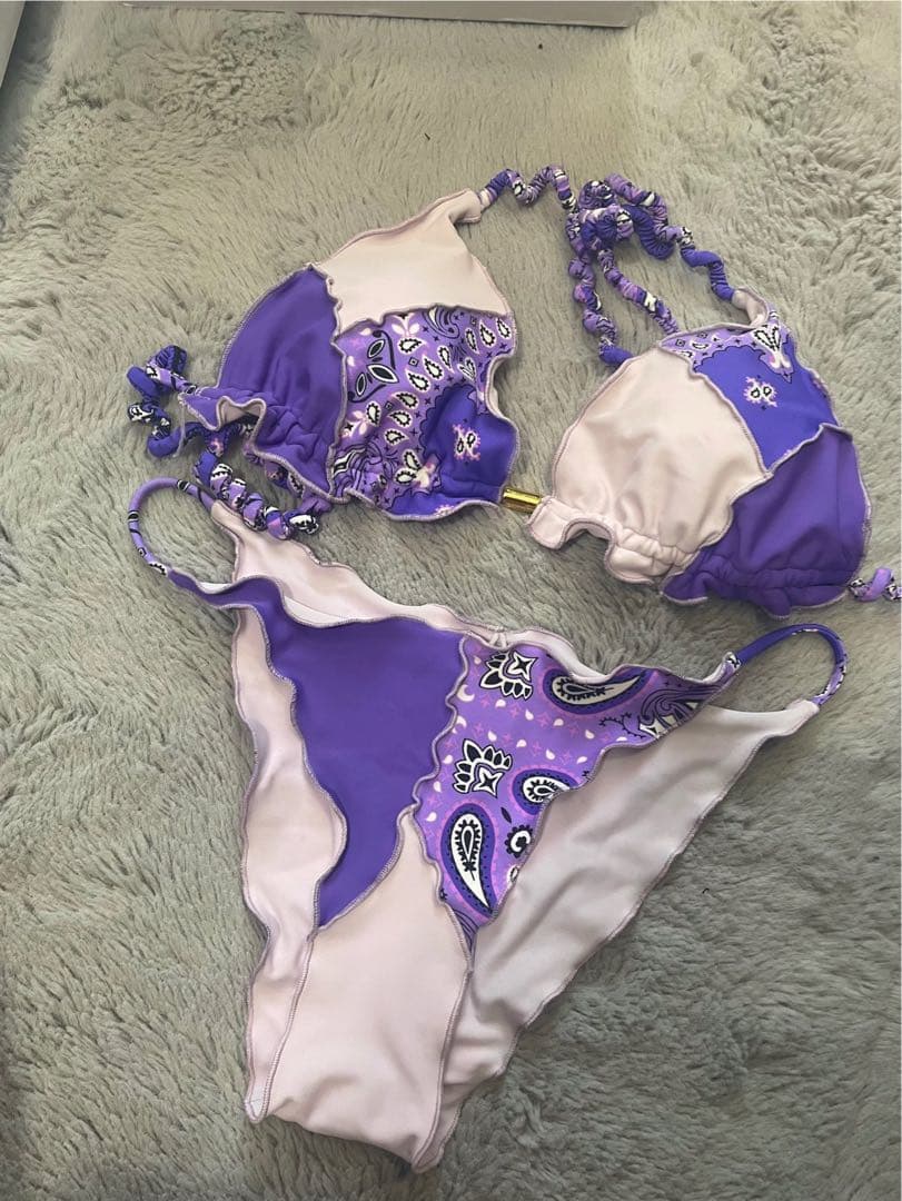 バンダナ柄 ペイズリー柄 パープル ビキニ 紫 ギャル