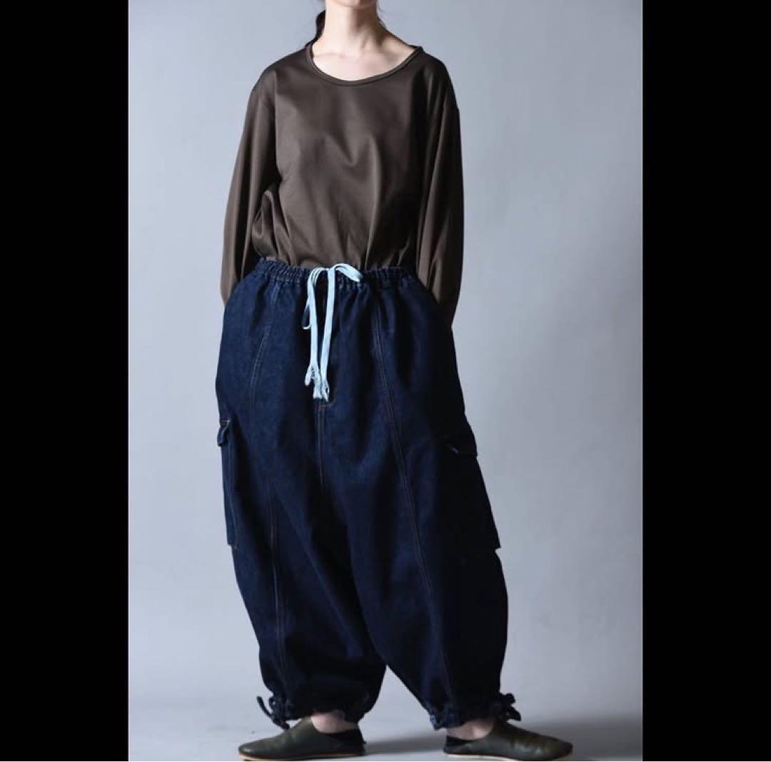 BISHOOL デニムサルエルワイドパンツ indigo