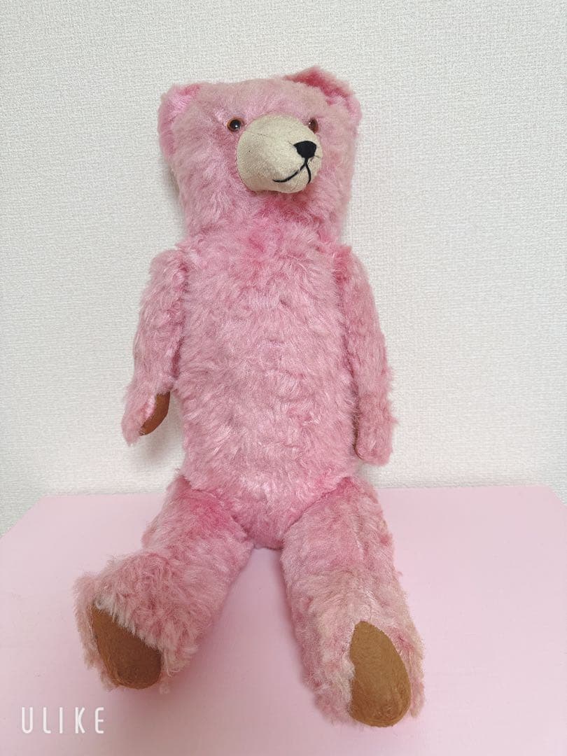 1950年代　ドイツ製　ビンテージテディベア アンティークテディベア　ピンク ドイツ製 ヴィンテージ ピンクテディベア 35cm
