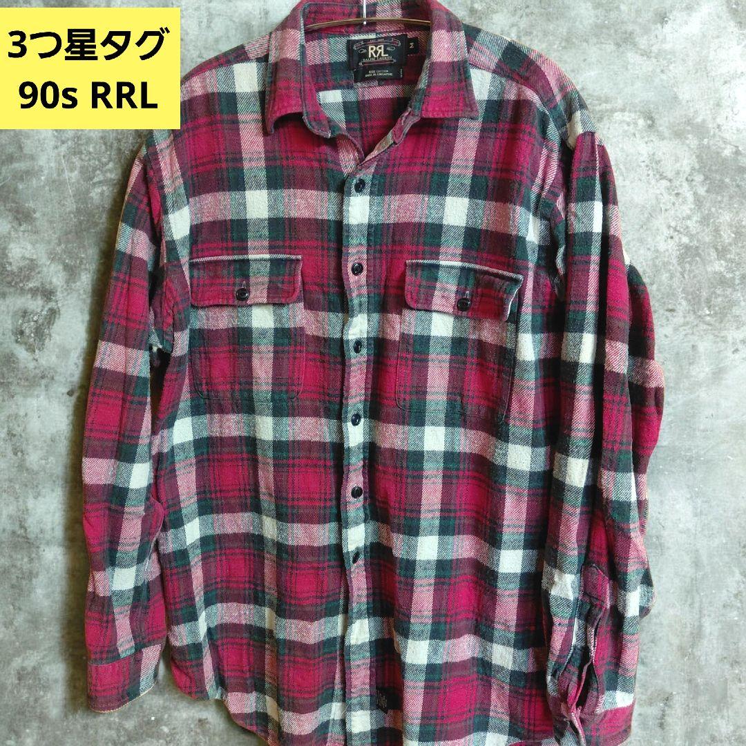 90s 三つ星 RRL ダブルアールエル ネルシャツ M赤チェック