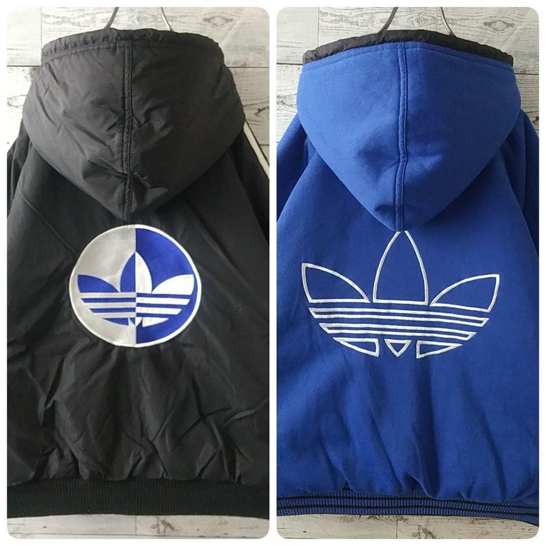 激レア☆80s アディダス 両面刺繍ロゴ リバーシブル 中綿 ジャケット L 80年代〜90年代 ビンテージ adidas アディダス リバーシブル 中綿