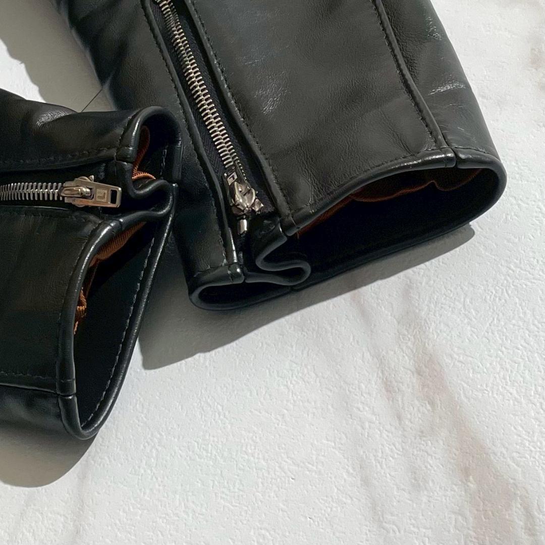 極美品 ルイスレザー 402 ライトニング タイト 馬革 内ポケット付 黒 40