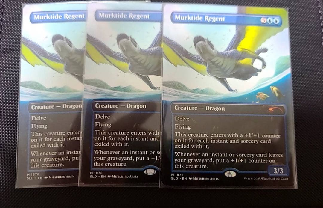 濁浪の執政 ボーダーレス版 3枚セット　MTG Foil】(017)□ボーダーレス□《濁浪の執政/Murktide Regent》[SLP] 青