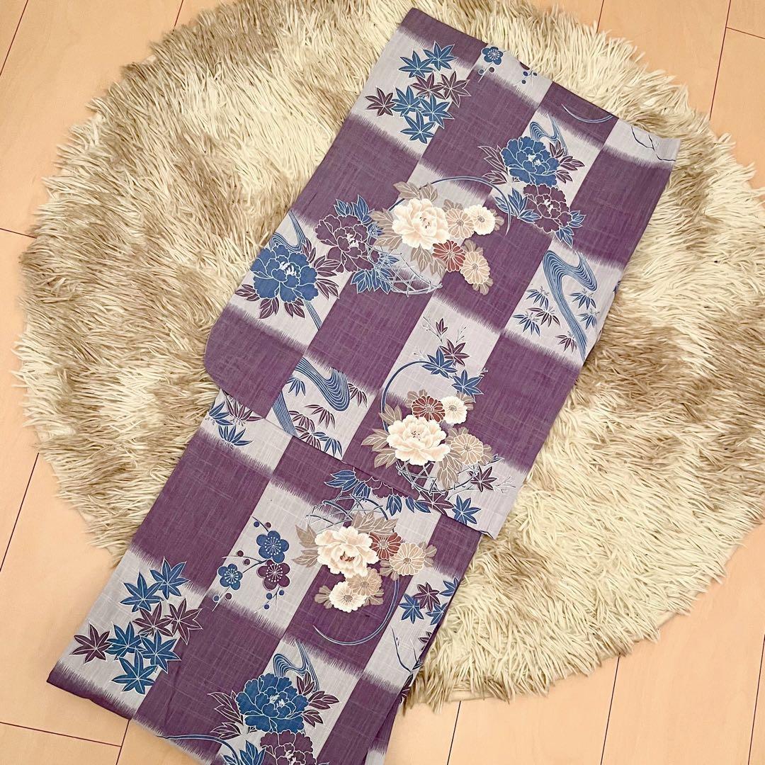 紫×市松×紅葉×牡丹 京都呉服店高級浴衣♡ 紫×市松×紅葉×牡丹 京都呉服店高級浴衣♡ 2571-1_m1.jpg