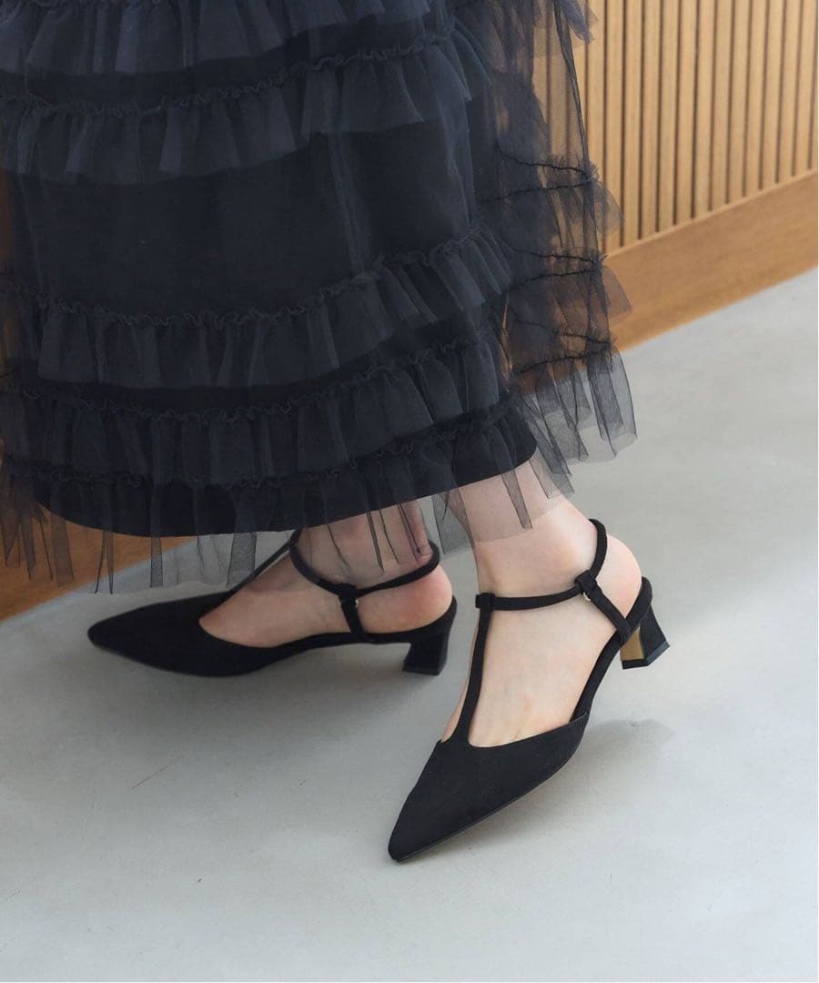 LE TALON ルタロン 4cmTストラップパンプス ブラック 22.5cm