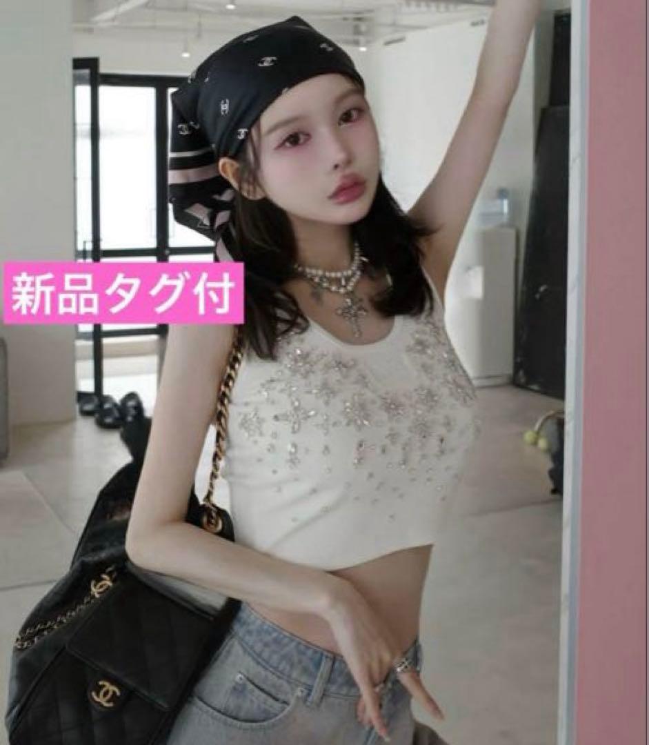 Darich ジュエリーリブノースリトップス ホワイト ダーリッチ ジュエリーリブノースリトップス サックス - メルカリ