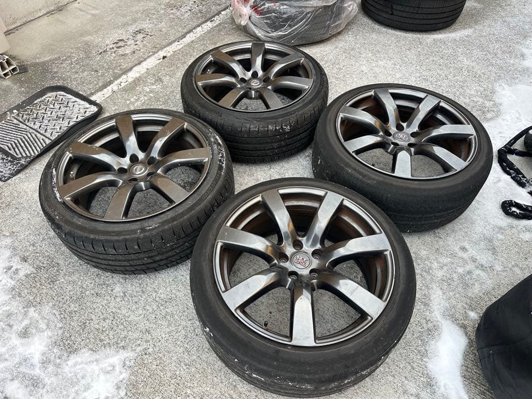 日産35GTR純正ホイールセット4本114.3Rays RAYS製 鍛造 軽量 GT-R (R35) 後期 純正 ホイール 4本 9.5/10.5J-20