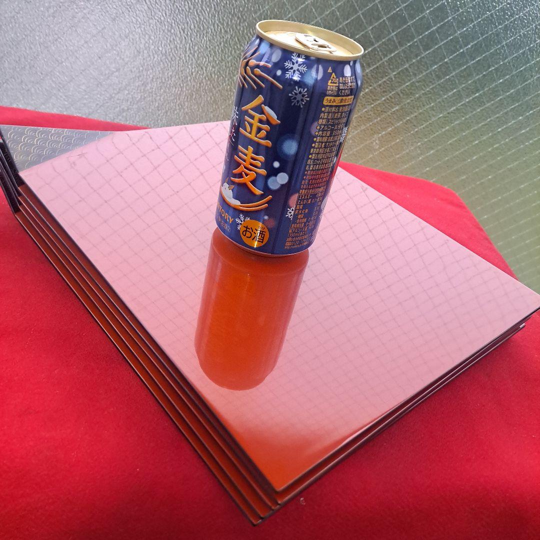 輪島塗 折敷膳×5客】布着本堅地 鏡面仕上げ 青海波蒔絵 未使用品