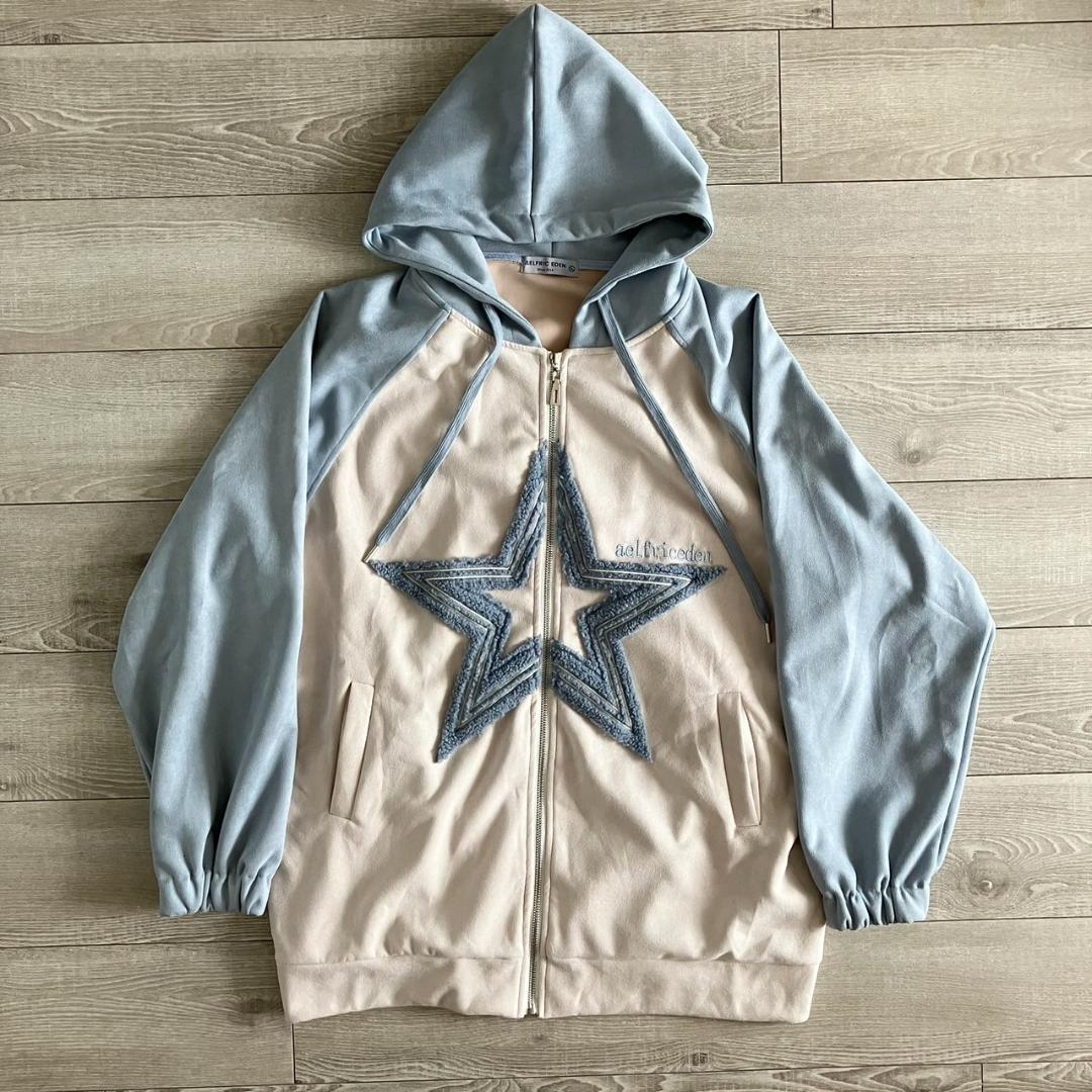 あのちゃん 着用 星柄 フーディー パーカー ジップアップ エルフリック