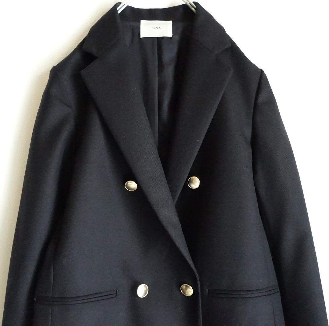 2023 未使用IENAイエナ☆ウールサージ 金ボタンジャケット 38 ネイビー