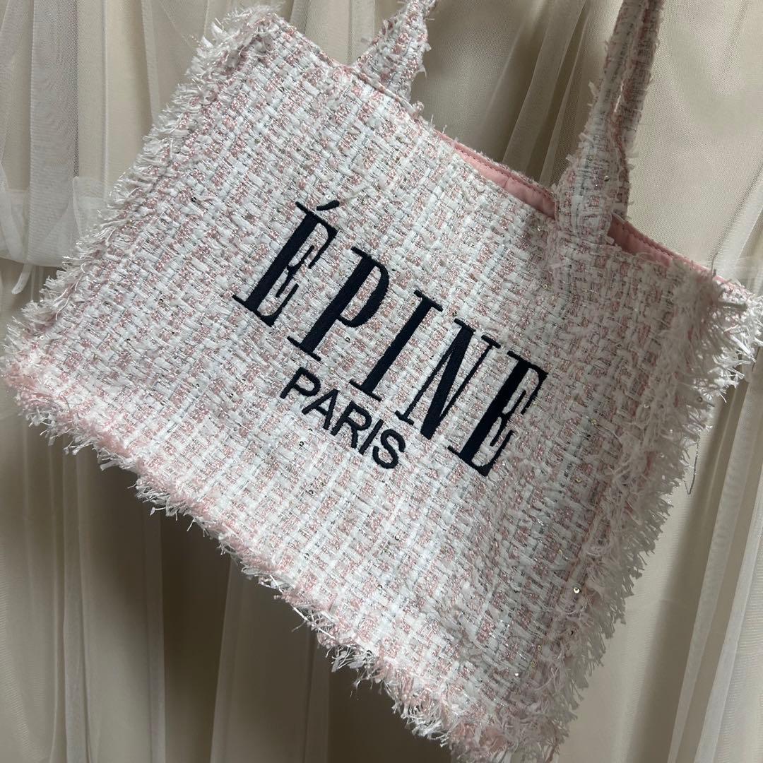 épine ツイードトートバッグ ピンク - メルカリ