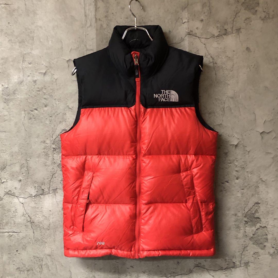 ノースフェイス ヌプシ ダウンベスト レッド/ブラック XS 700フィル