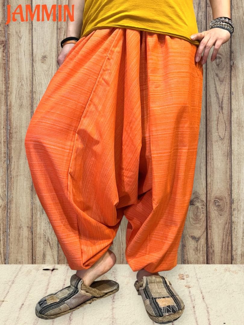 織り柄サルエルパンツ オレンジ アジアン エスニック ヒッピー - メルカリ