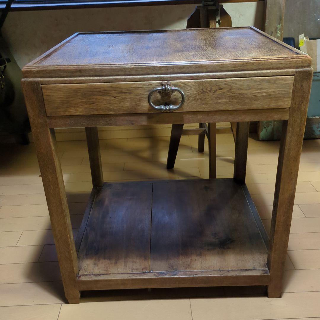 アンティーク古道具フランス取っ手木製サイドテーブル 引き出し付き 10291_thumbnail.jpg