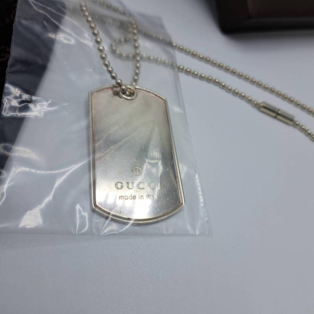 グッチネックレス ドッグタグ ダブル ボールチェーン シルバー925