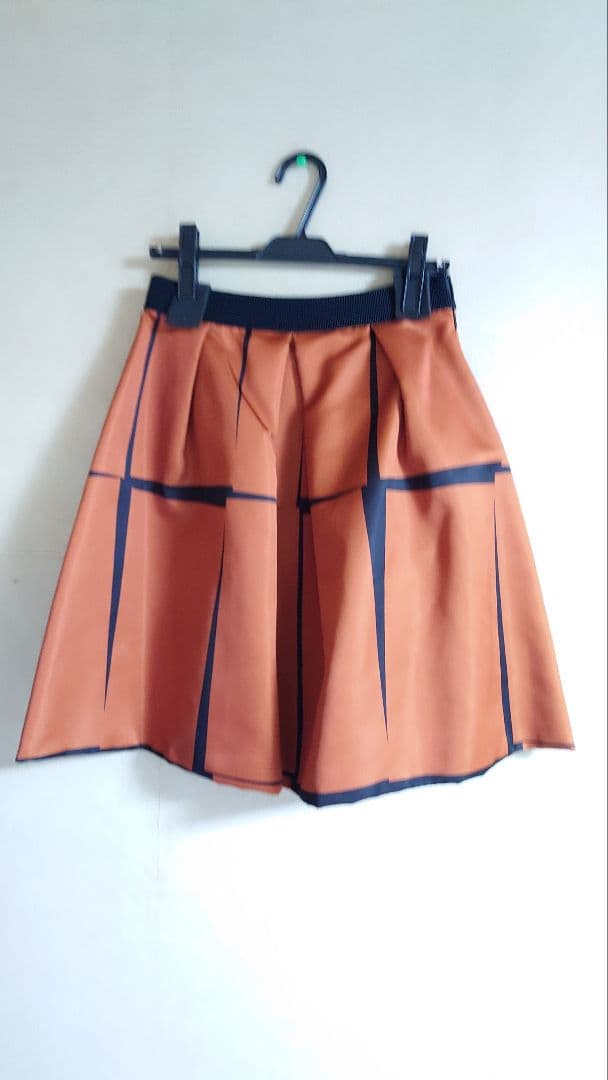 ♪【essence of ANAYI】オレンジ フレアスカート 中古・古着通販】ANAYI (アナイ) チェックタックフレア スカート