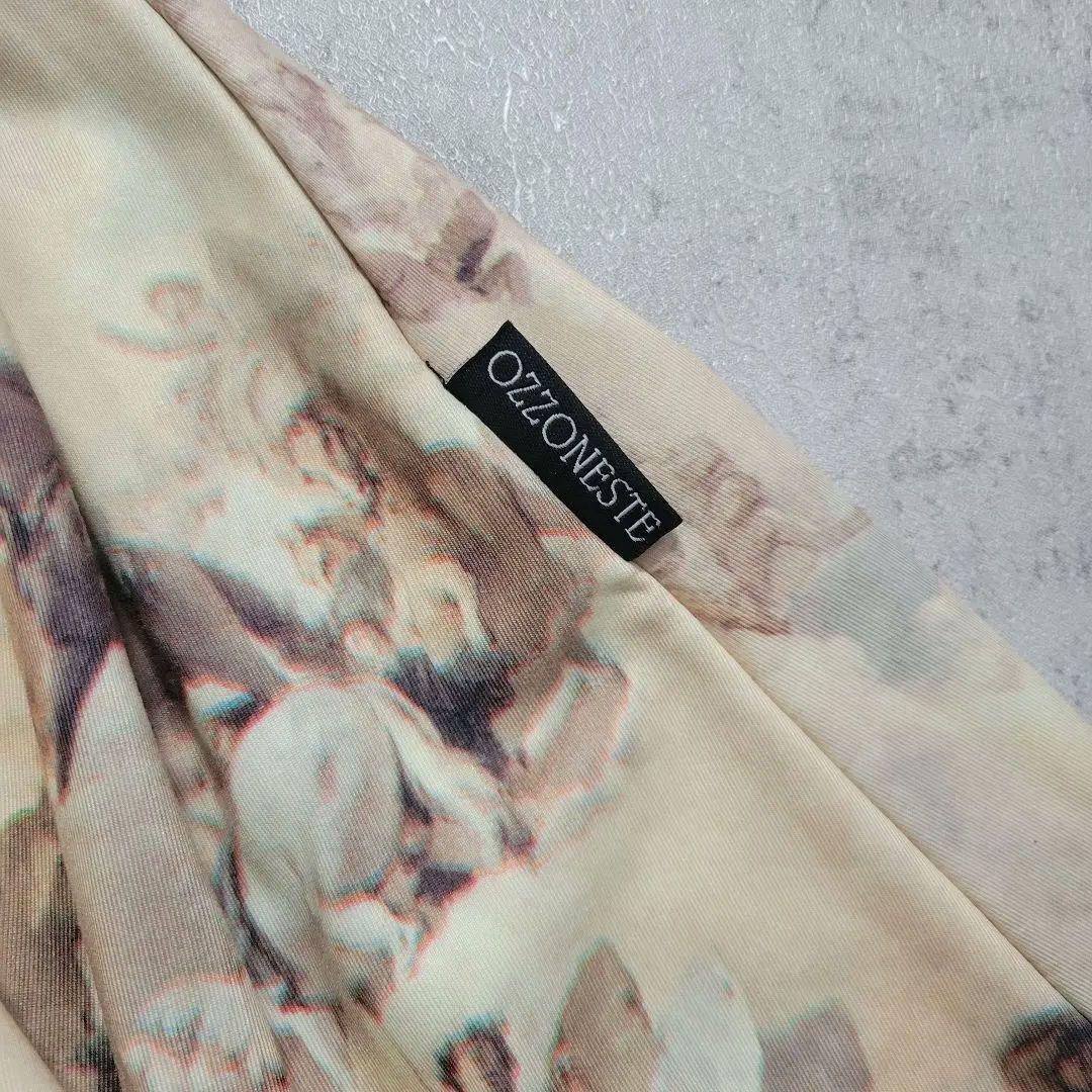 美品 オッズオネスト 天使柄 肩出しレースアップワンピース 茶 - メルカリ