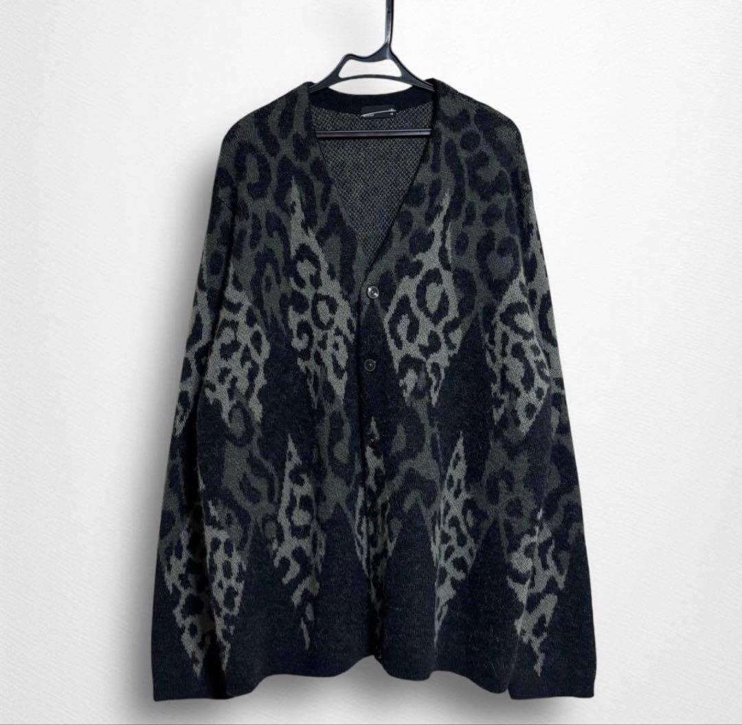 lad musician レオパード アーガイル カーディガン ニット モヘア