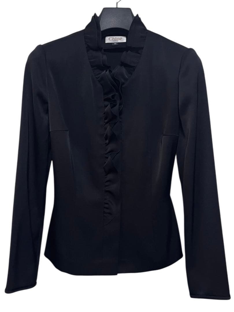 美品　chloe クロエ　フリルスダンドカラーブラウス　ブラック　サイズM シーバイクロエ レディース ブラウス SEE BY CHLOE ブランド シャツ