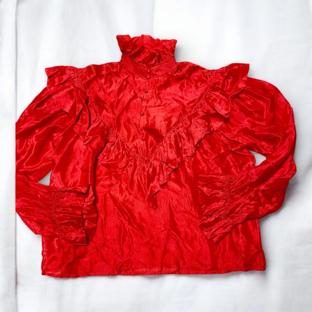 美品 クリスチャンディオール シルク100% パーティーブラウス フリル レッド DIOR】ディオールを纏うセレブリティ@第48回セザール賞 | クリスチャン