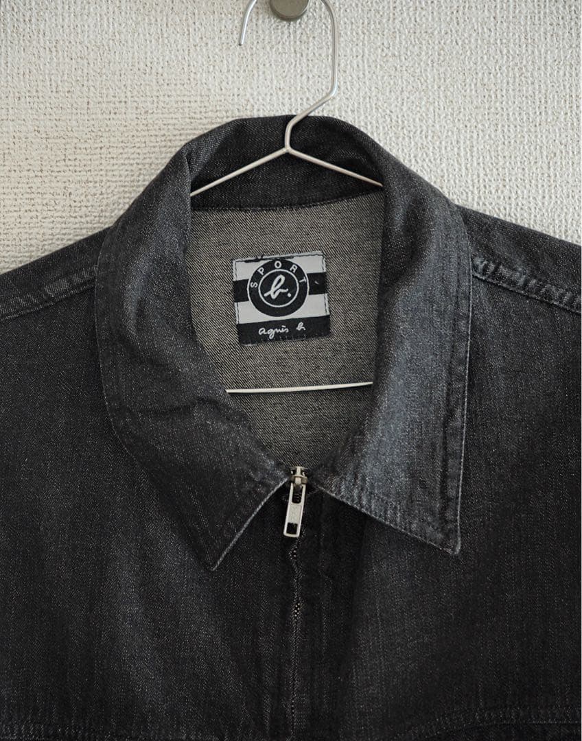 agnes b - zip-up denim jacket 90s - メルカリ