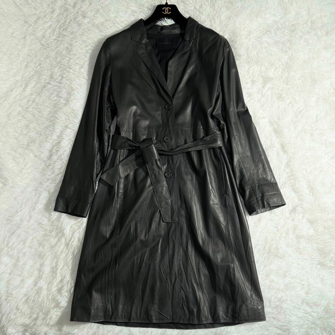 アンテプリマ チェスター ラムレザーコート 大きめ ウエストベルト付き ロング丈 アンテプリマ チェスター ラムレザーコート 大きめ ウエストベルト付き