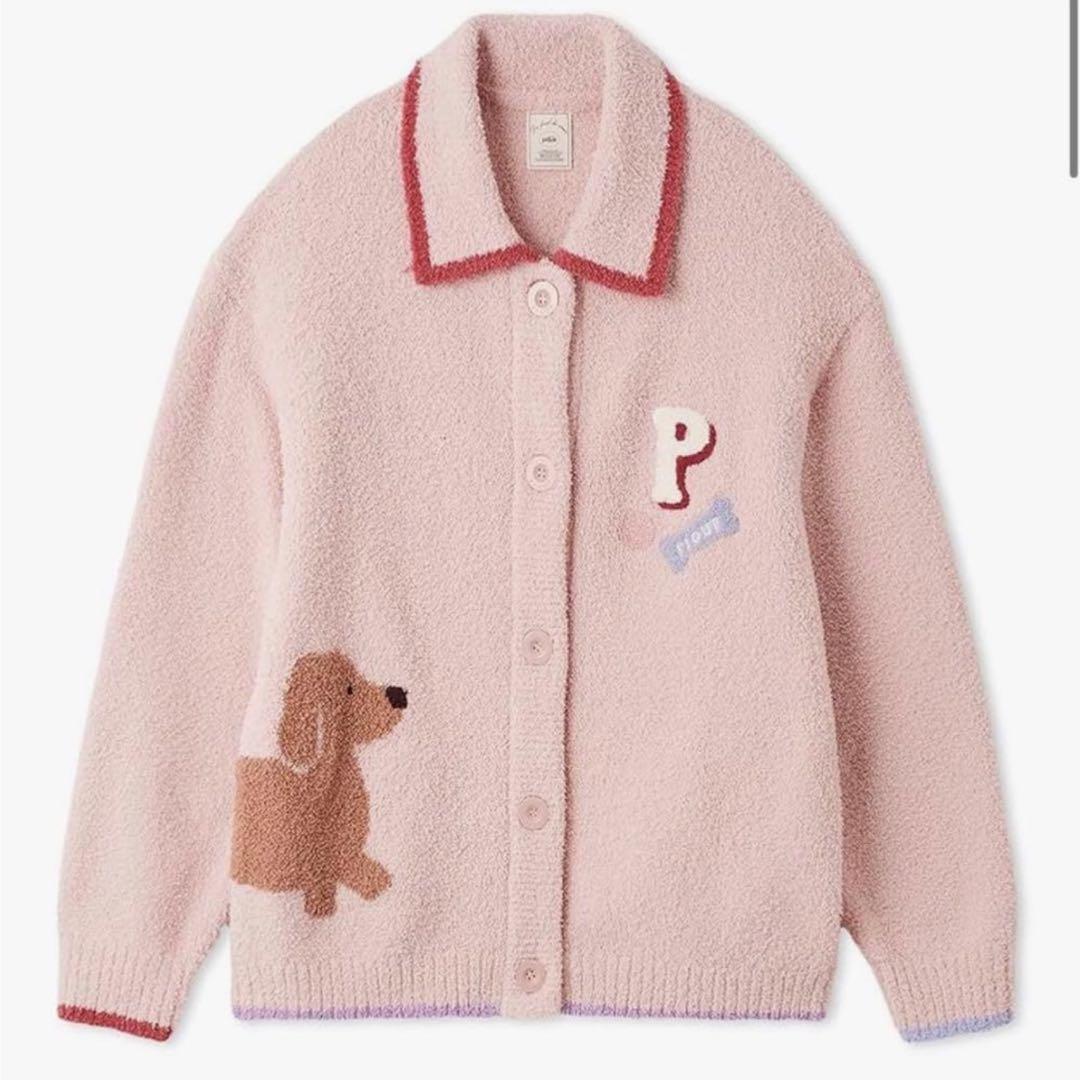 ジェラートピケ♡ベビモコダックスフンドジャガードカーディガン ピンク ベビモコダックスフンドジャガードカーディガン(カーディガン・ガウン