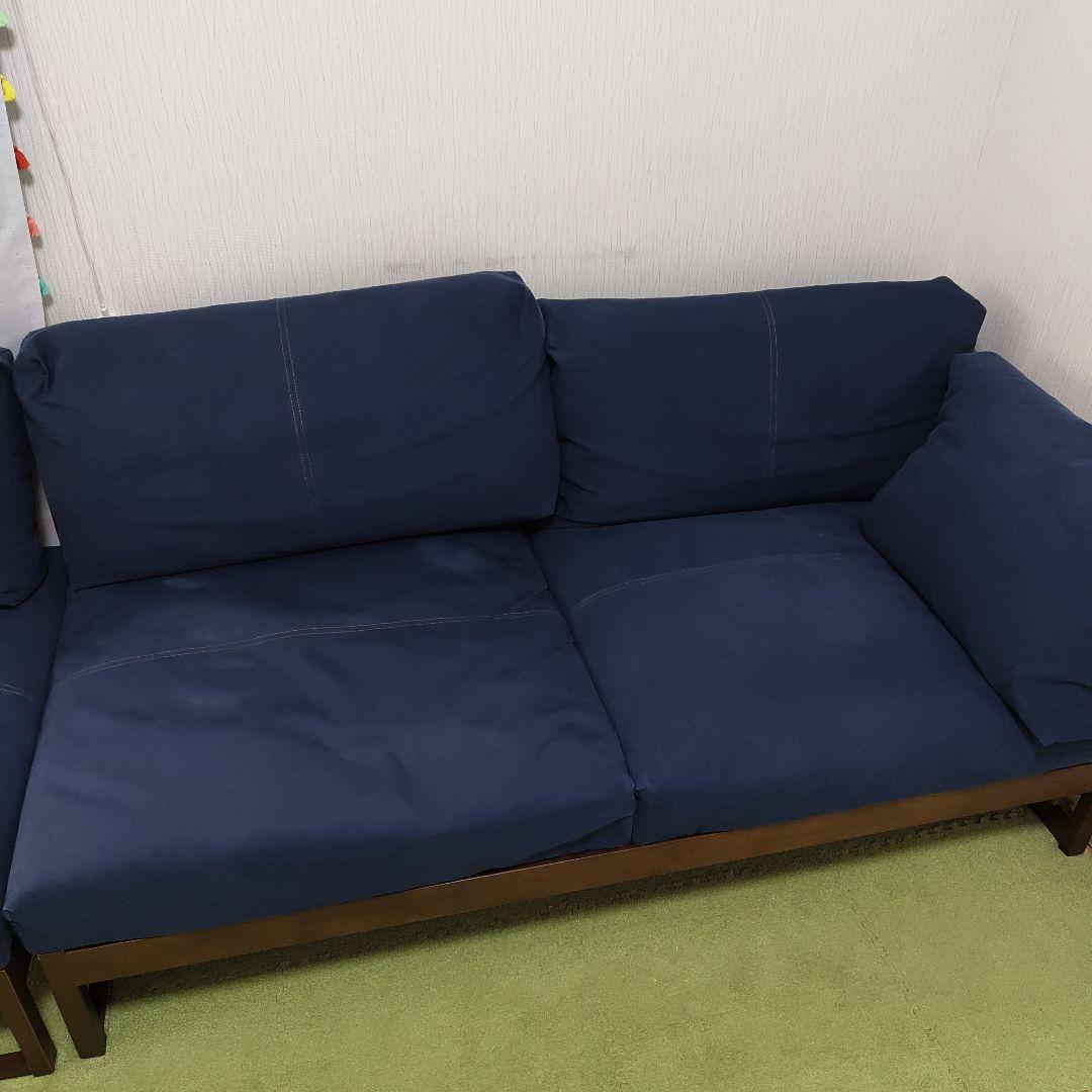 ネイビー布地ソファ 木製フレーム TOCCO 160 ワンアームソファ 160L TOCCO ｜source公式オンラインショップ