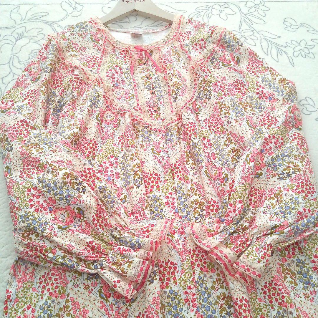 【未使用】TUNIC 鴨居羊子 YOKO KAMOI 希少 レトロ ルームウェア チュニック TUNIC 鴨居羊子 ヨーク全開 長袖パジャマ 40接結 メロディ