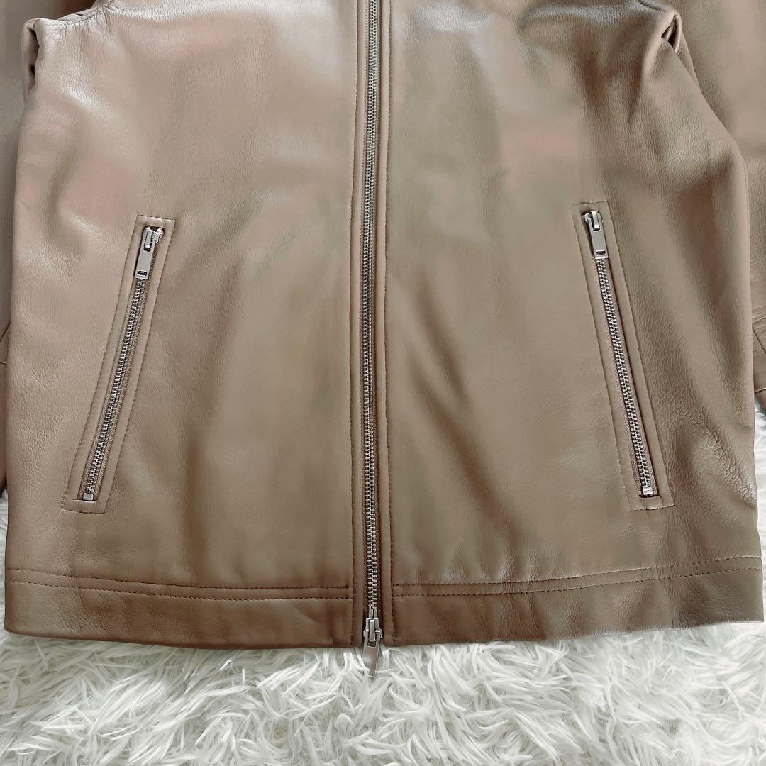 Theory】シングルライダース 羊革 ベージュ XSサイズ