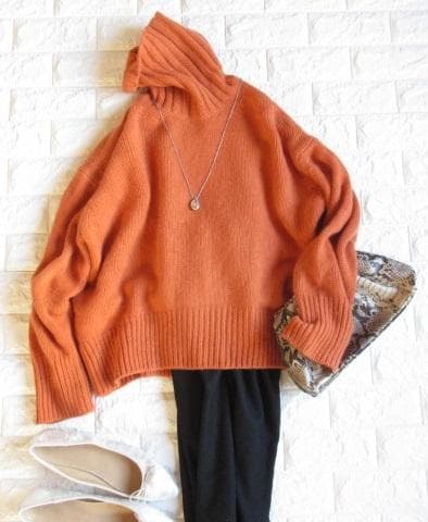 トゥモローランド ギャルリーヴィー 定価3万ファインウールタートルニットオレンジ セール】 ファインウール タートルネックプルオーバー （ニット