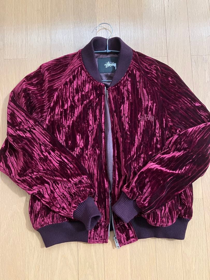 grunge Stussy ベルベット　短丈　光沢ブルゾン y2k 平成ギャル リズリサドール y2k 姫ギャル フェアリーグランジ チェック ファー