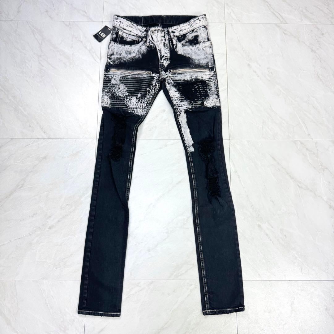 タグ付き LGB ルグランブルー ペイント スキニー ダメージ パンツ 25