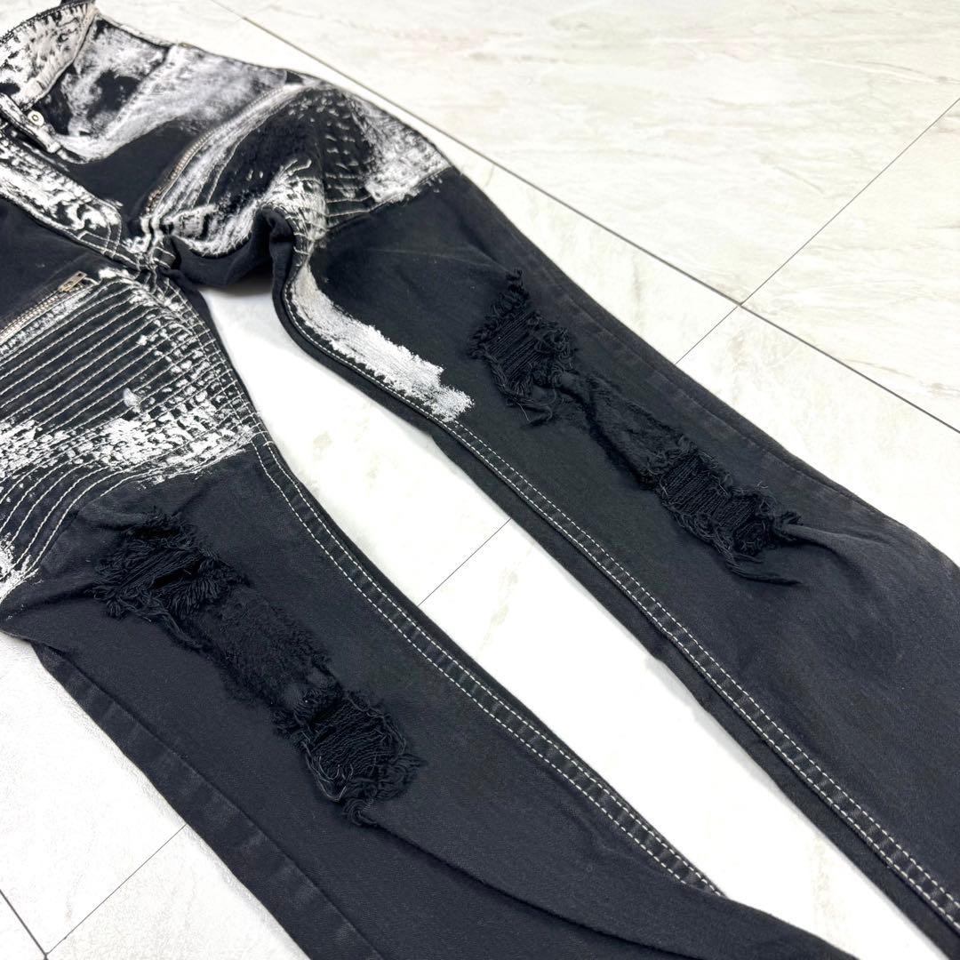 タグ付き LGB ルグランブルー ペイント スキニー ダメージ パンツ 25