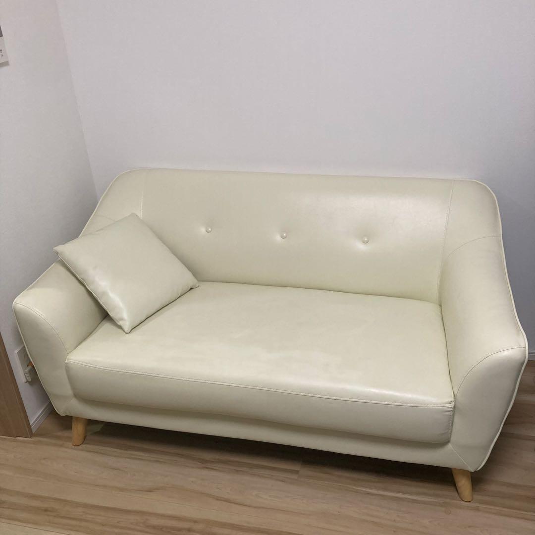 【定価34,988円】モダンデコ　ホワイト PVCレザーソファ 幅135cm MODERN DECO（モダンデコ） ソファ ソファー 3人掛け 北欧 PVCレザー