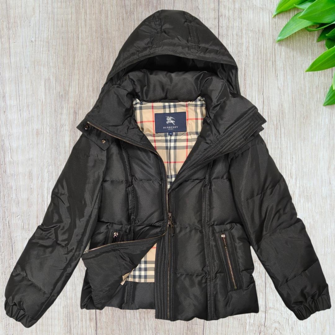 極美品 バーバリーロンドン ダウンジャケット 38 ノバチェック 黒 フォックス BURBERRY BLACK LABEL - バーバリー ダウンコートジャケット