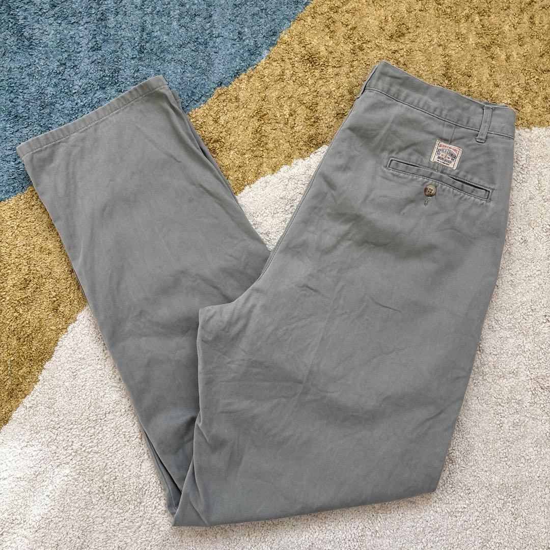 ラルフローレン ポロチノ 四角タグ ツータック グレー 初期 ダブル