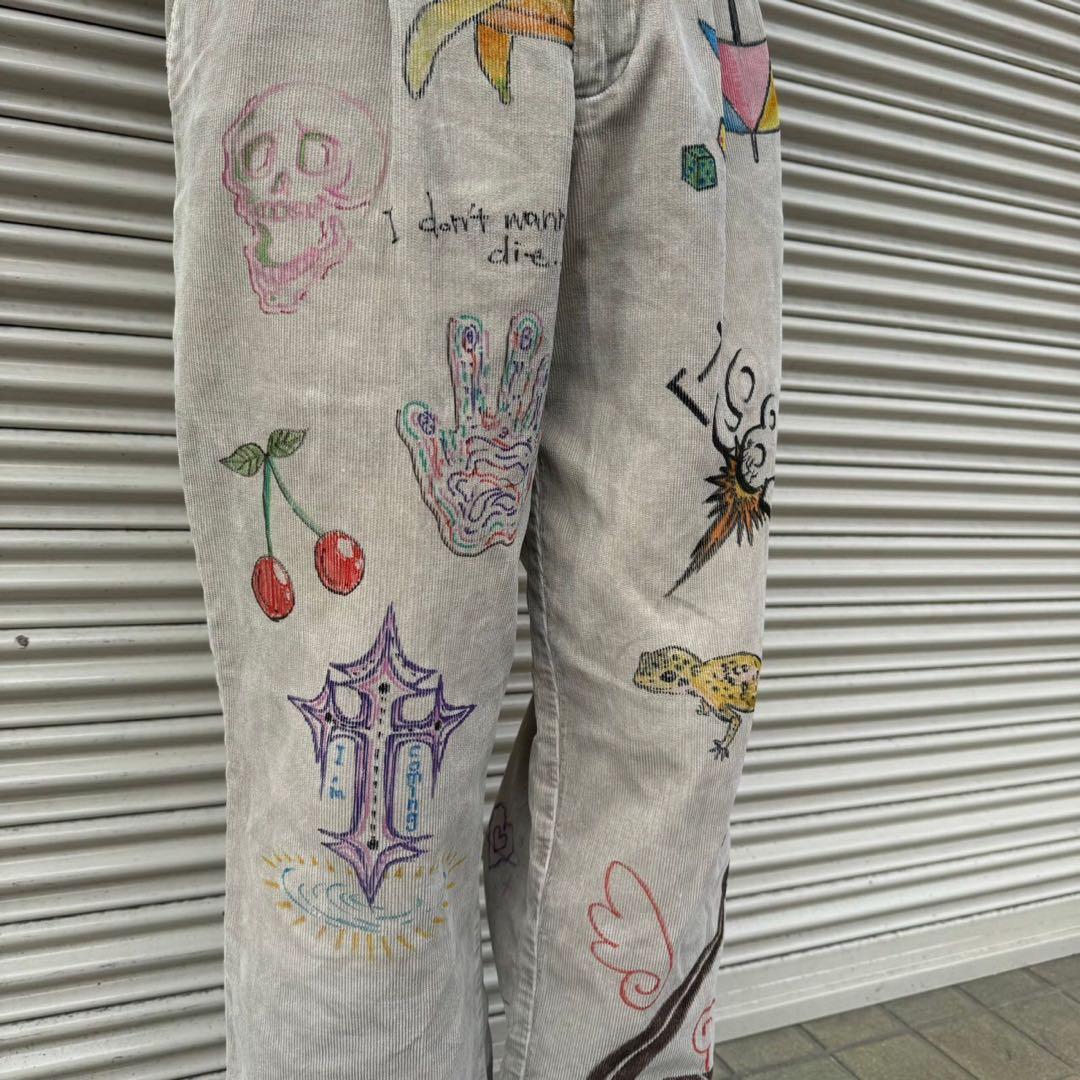 メモリアルパンツ コーデュロイ カレッジ ハンドペイント リメイク 50s