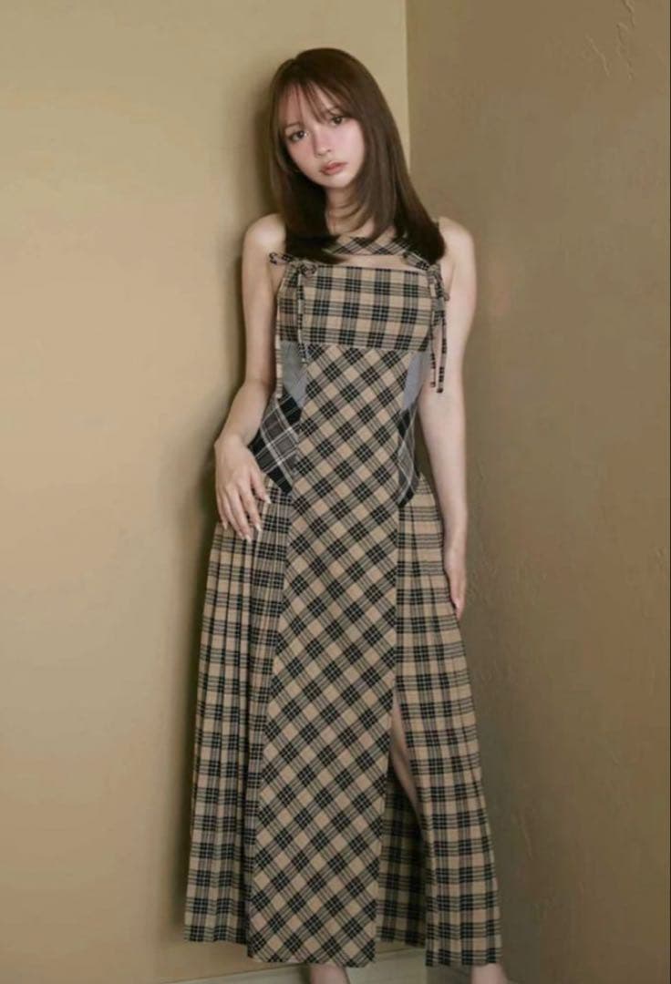 andmary Nadia check long dress アンドマリー - メルカリ