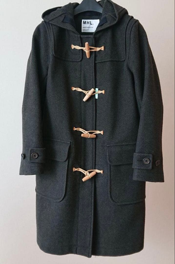 美品 MHL ダッフルコート Ⅲ マーガレットハウエル マーガレットハウエルMHL ウールラウンドカラーダッフルコート モカ1