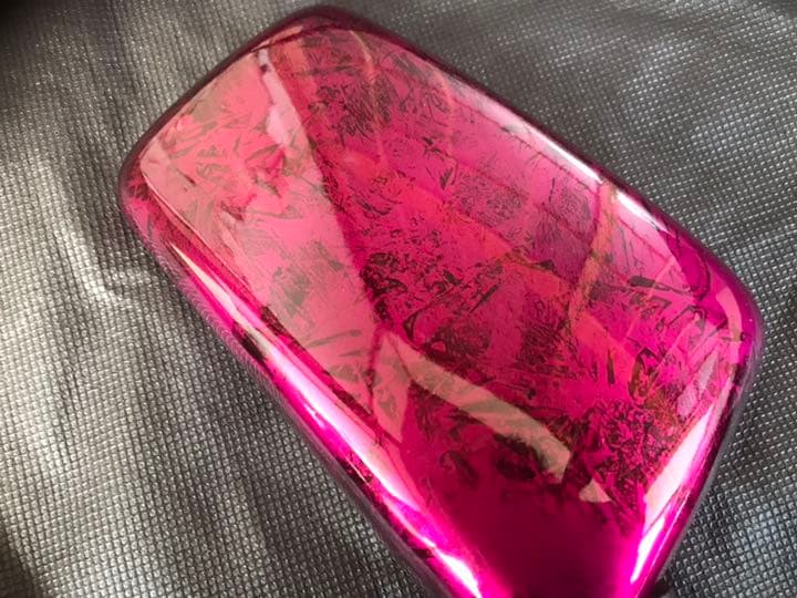 新品塗装品 ミラー 片方のみ キャンディーピンク ラップ塗装 カスタムペイント フルフェイス 3カラーキャンディピンク｜飴色塗装店