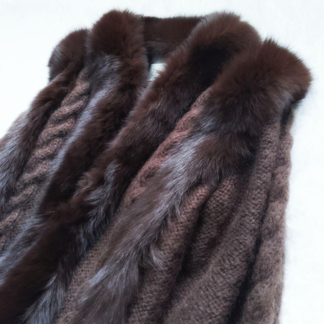 高級・美品】モヘア混×ブルーフォックスファー ニットカーディガン