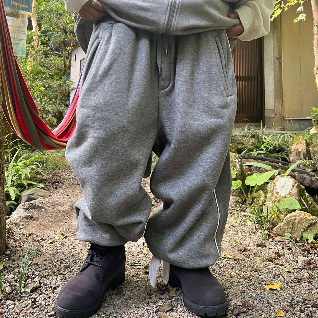 グレー サルエルパンツ スウェット素材 クロップドパンツ メンズ 7分丈 ひざ下 スウェット素材 TCポンチ