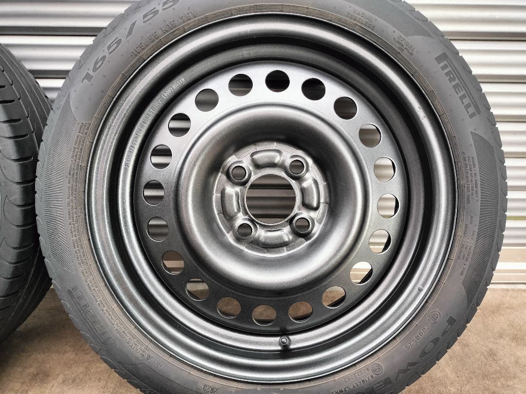 スチール 15×5.5J 4H/100 +40 165/55r15 ガンメタ塗装